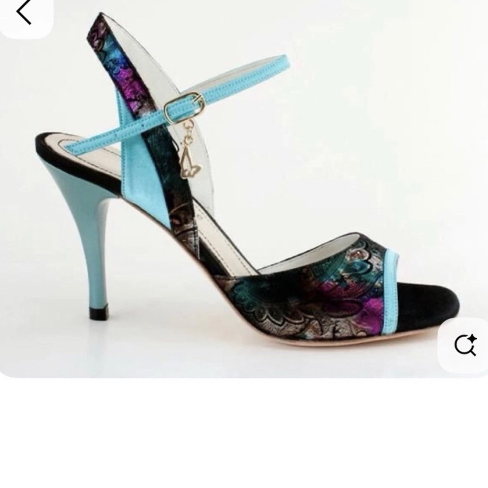 Turquoise Argentine tango Shoes Black Blue Pink 7.5cm Heel